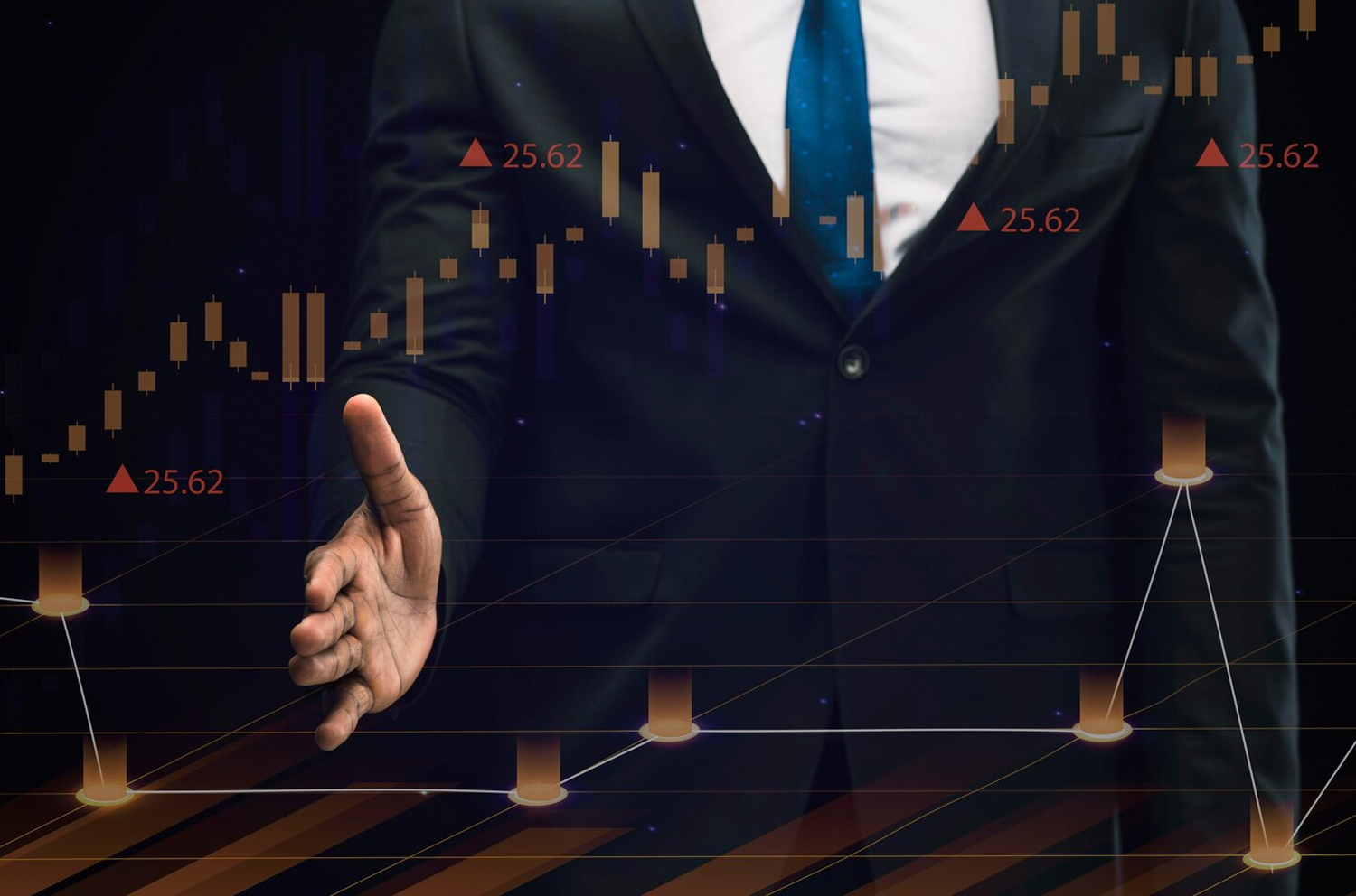 3D illustration of a rising stock market growth chart on a smartphone